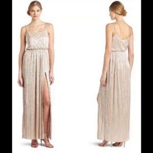BCBG Gold Sparkle Spaghetti Strap Sleeveless Dress Gown Small